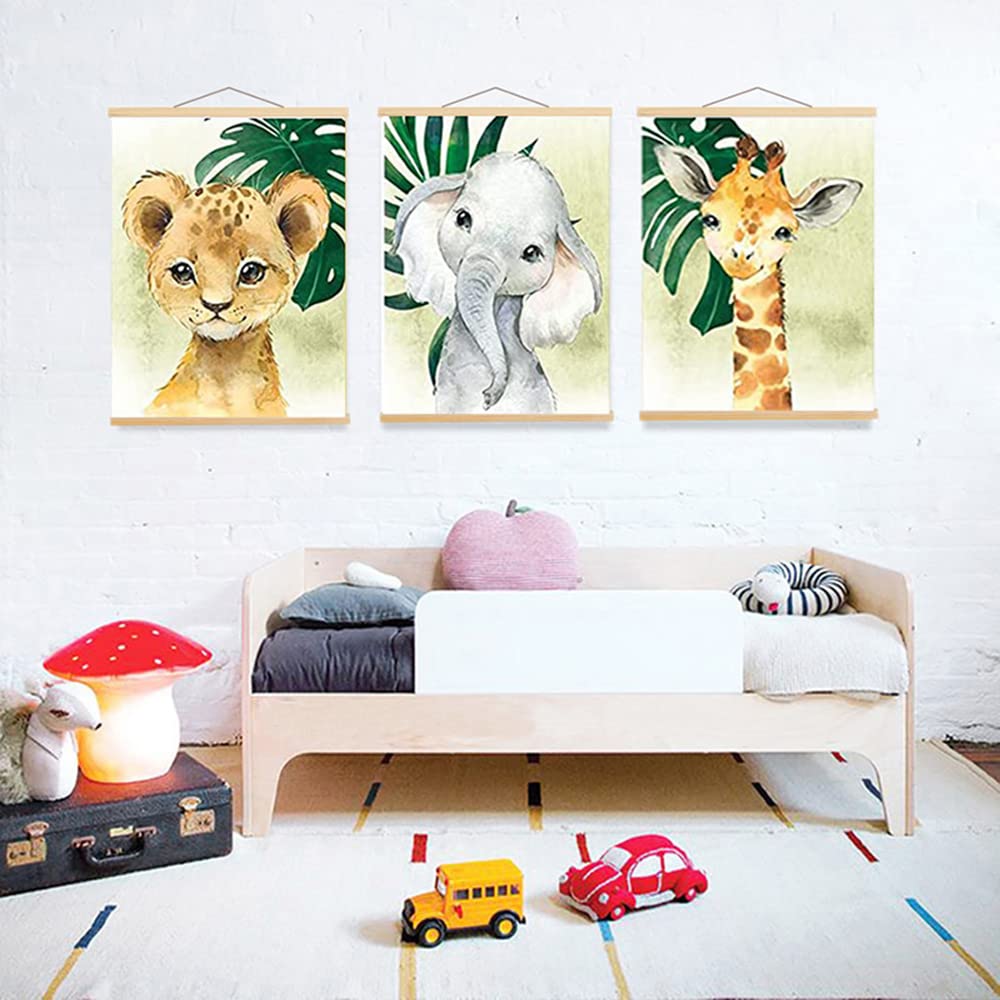 6 Posters Animaux Forêt A4 - Éléphant, Lion, Girafe... - Déco Chambre Enfant Sans Cadre
