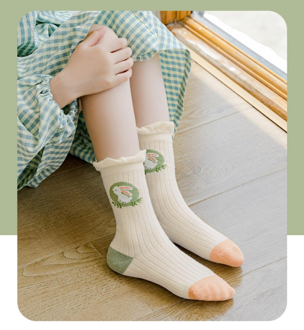 POMN Kids Cute Socks Floral Girls Boys Socks For Kids Children's Socks Kids Bulk Socks (5 Years,5Pcs)
