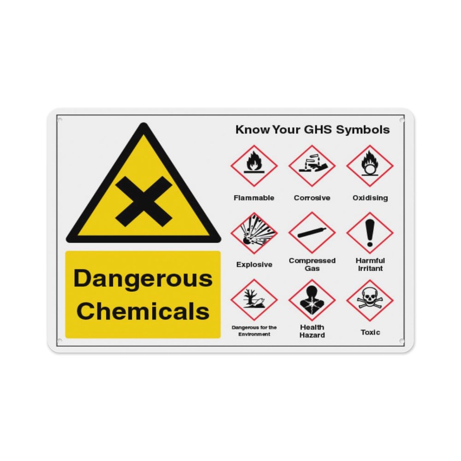 peiyeety Danger Ous Chemicals Guidance Aluminum Tin Warning Signs For Home Outdoor Garden 12X16 Inches