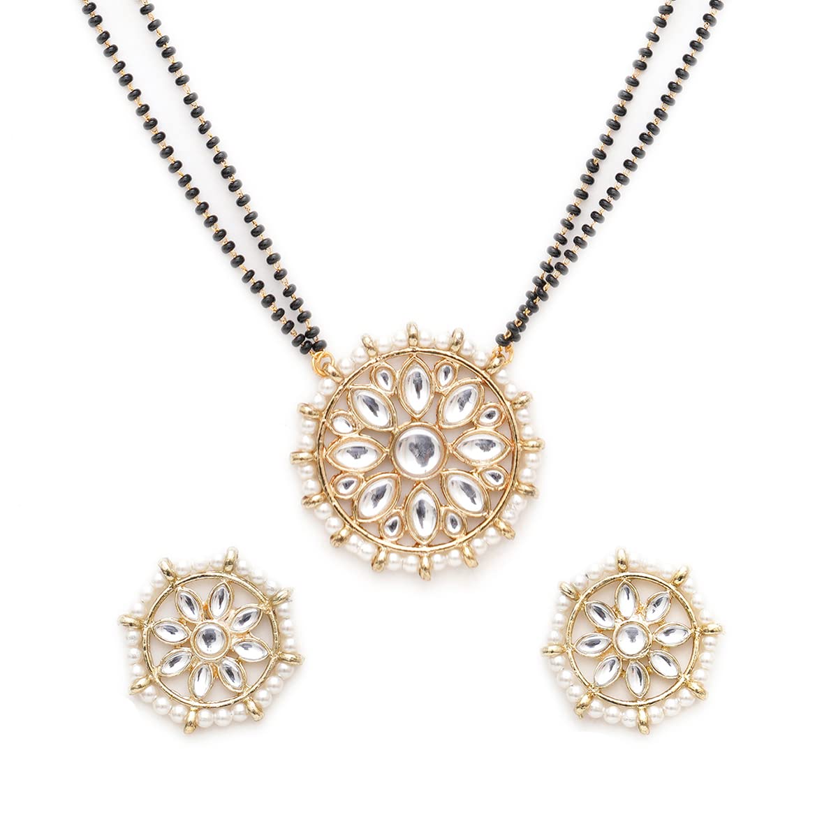 Karatcart Gold Plated Floral Kundan Mangalsutra with Earrings (B0BFXDPSS3) Amazon Price History, Amazon Price Tracker