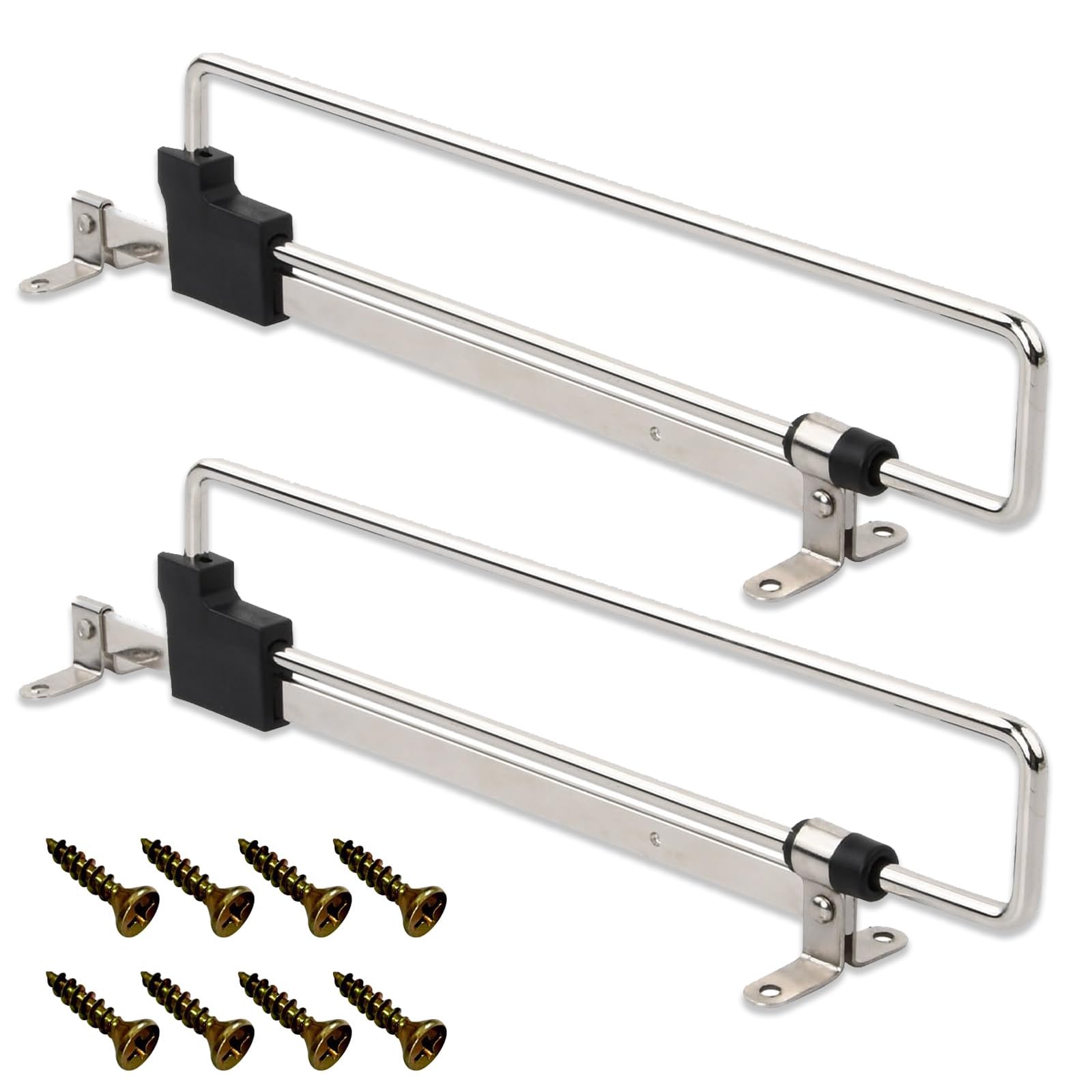 Barra para Ropa Extensible, 2 piezas Percha Retráctil, Barra para Ropa de 25 cm, Cajón de Percha Retráctil, Barra para Armario de Acero Inoxidable, con Tornillos, Plateado