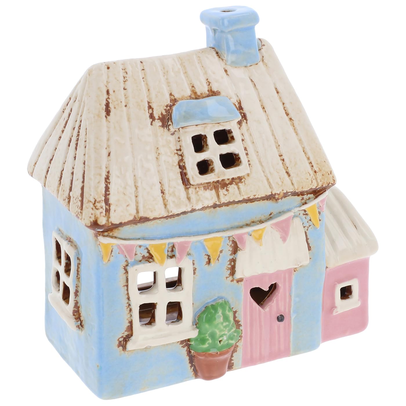 Village Pottery Garden Bunting House Ceramic Tealight Candle Holder 350069