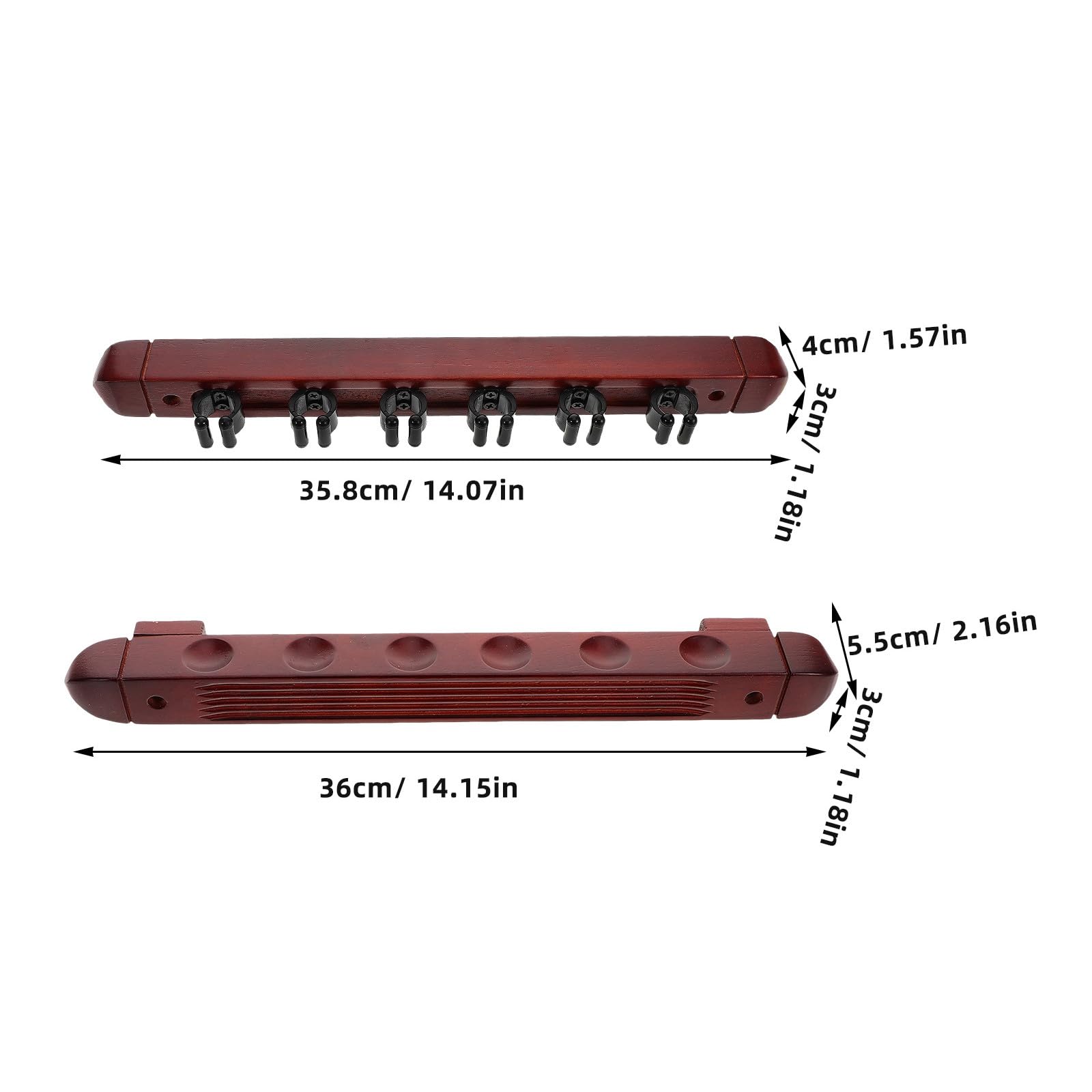 Support pour Queue de Billard en Bois Massif, 6 Emplacements, Lot de 2 Sets