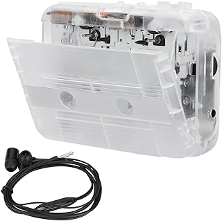Leitor de cassetes, leitor de cassetes portátil capta música áudio com jack de 3,5 mm, leitor de cassetes de rádio FM Walkman, Bluetooth 5.0, estilo clássico, 2 pilhas AA ou fonte de alimentação USB