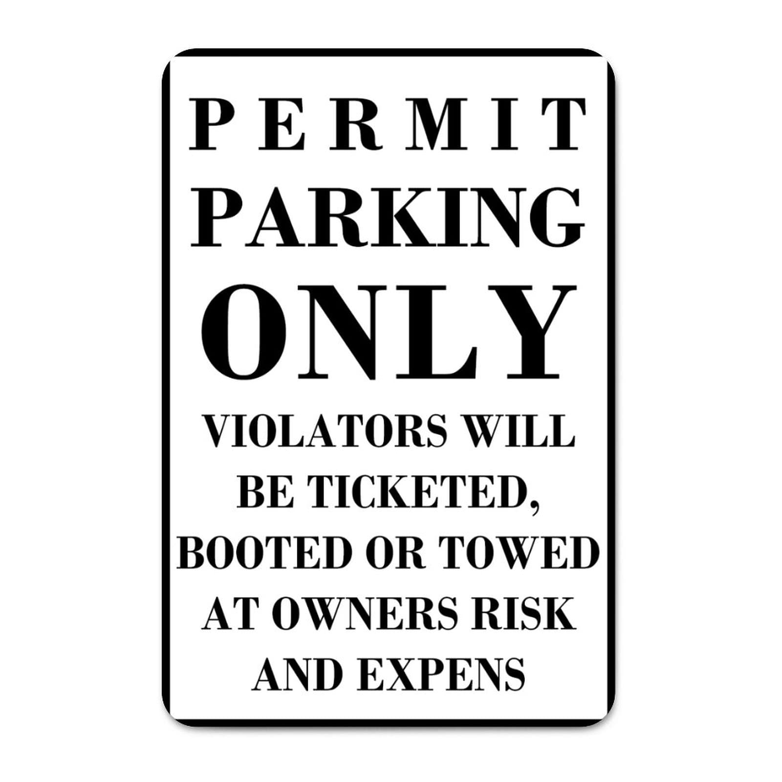 ENEDNATE Permit Parking Only Violators Will Be Ticketed Warning Metal Sign Vintage Retro Farmhouse Decorative Aluminum Tin Metal Signs for Home Decor Print Hanging Poster Wall Art 8"x12"