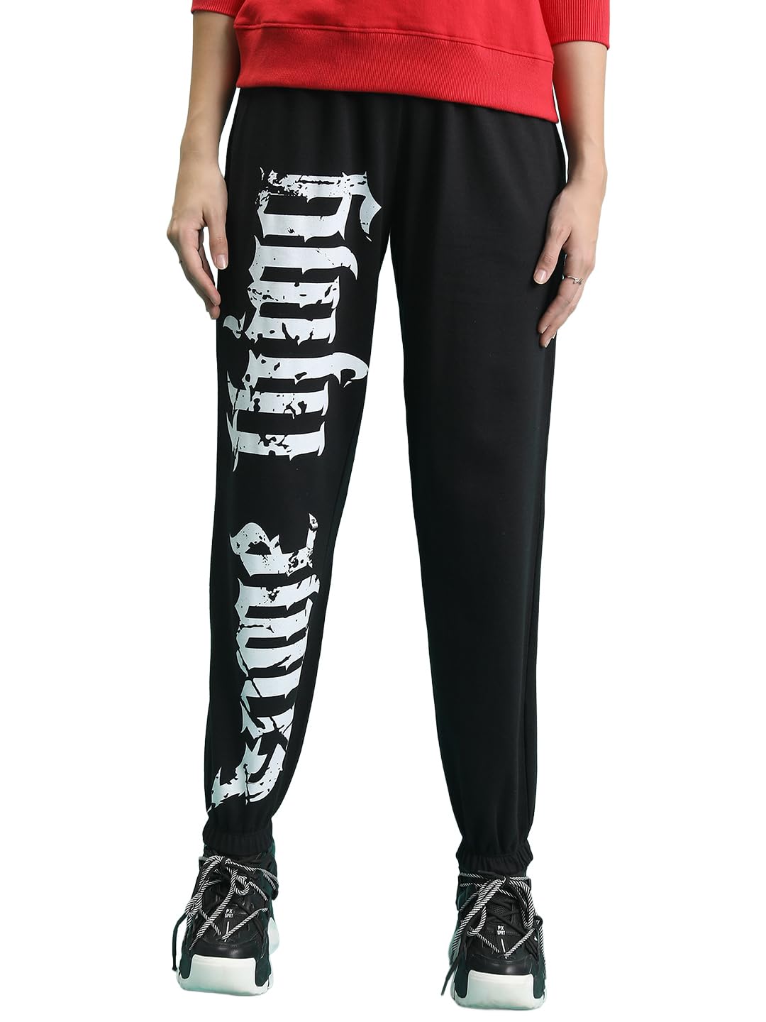 Tokyo Talkies Women's Tapered Fit Joggers Trousers | Stretchable Trousers | Casual Trousers| Mid-Rise in neutral