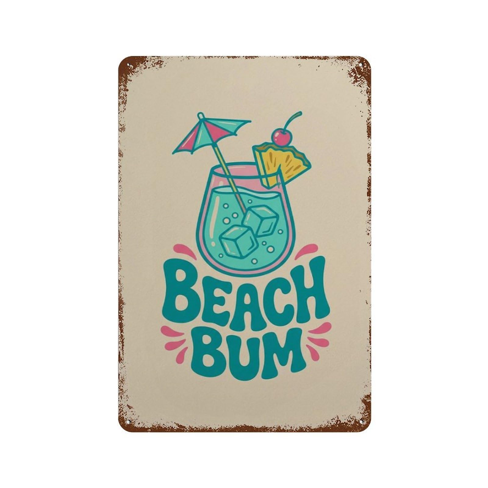 xiaoxiaoshen Beach Bum Cocktail Tropical Tiki Bar With Retro Drink And Bold Typography Summer Wall Decor Art Metal Tin Poster Modern Home Decor Art Home Bar Shop Decorations Vintage Sign 30x20cm