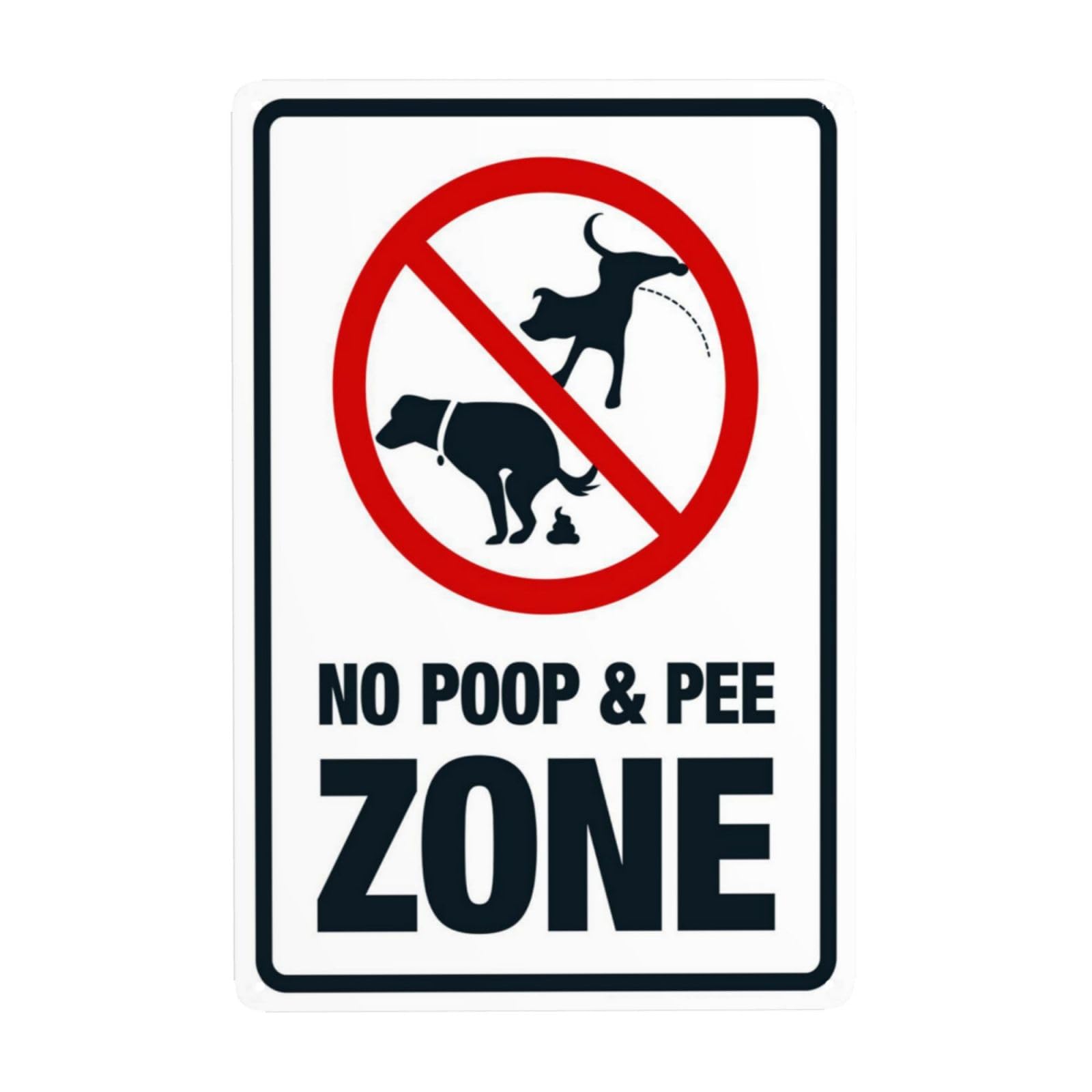 Vintage Metal Tin Sign, No Poop And Pee Zone Yard Pet Restriction Decor, 8x12 Inch