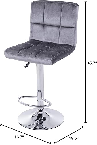 Miniatura 2 de NOBPEINT Taburetes de bar giratorios ajustables con respaldo cuadrado, gris (juego de 4) Negro -,Gris