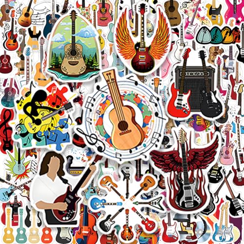 Lot de 110 Autocollants pour Instrument de Musique, Guitare Musique Stickers, Pour Téléphone, Guitare, Skateboard, Ordinateur, Rocher Autocollants pour...