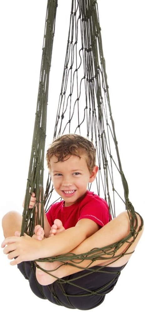 Mesh Swing Seat Hanging Hammock, Fun Rope Pod Chair for Camping, Travel, Hiking, and Backyard Relaxation, Comfortable and Easy to Hang, Supports Kids, Teens, Adults