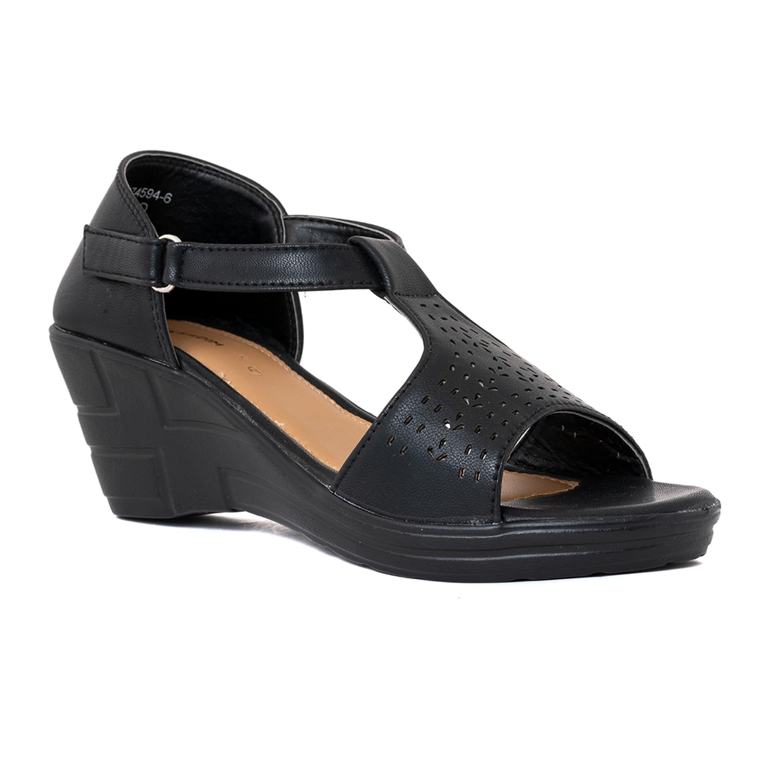 Khadims Black Wedge Heel Dorsay Sandal for Women (5942746) (B0CLJBWQ33) Amazon Price History, Amazon Price Tracker