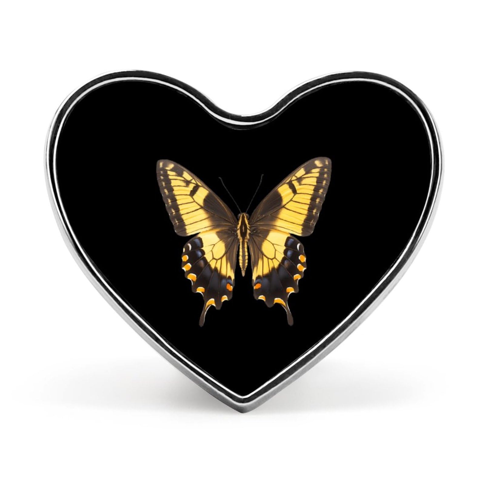 Tiger Swallowtail Butterfly Small Heart Button Badge Lapel Pins Badge for Bag 1