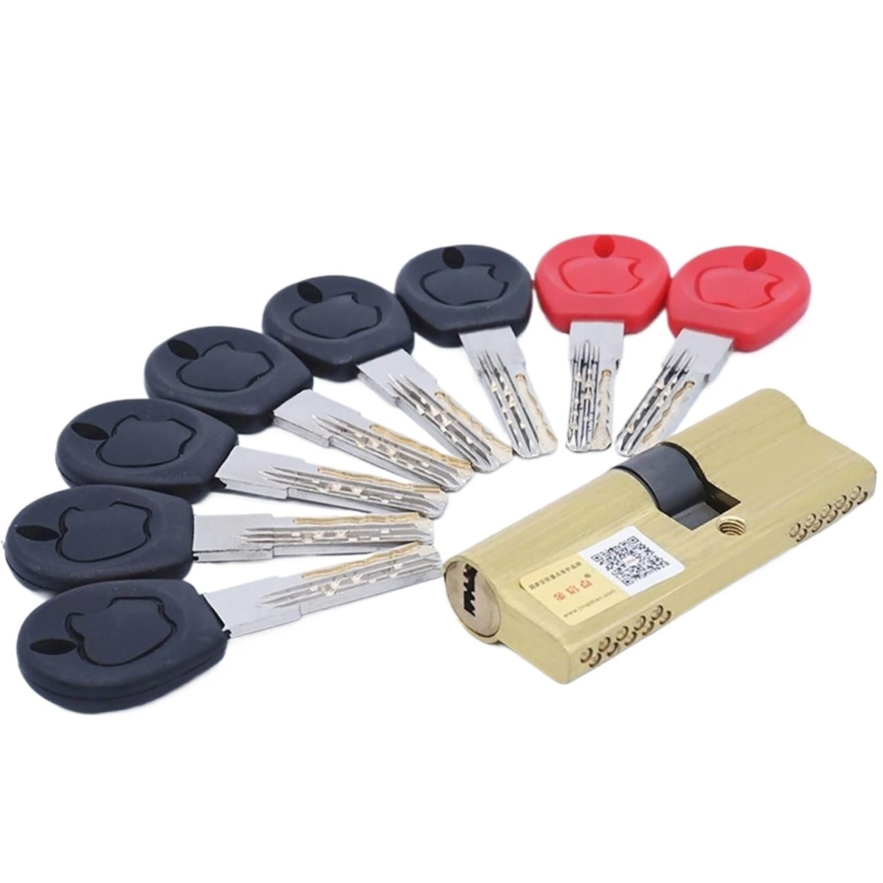 Barrel Lock Double Pin Secure Door Cylinder Serpentine Groove Biased Lock 65 75 85 95 110mm AB Key Entrance Brass(95(32.5 67.5))