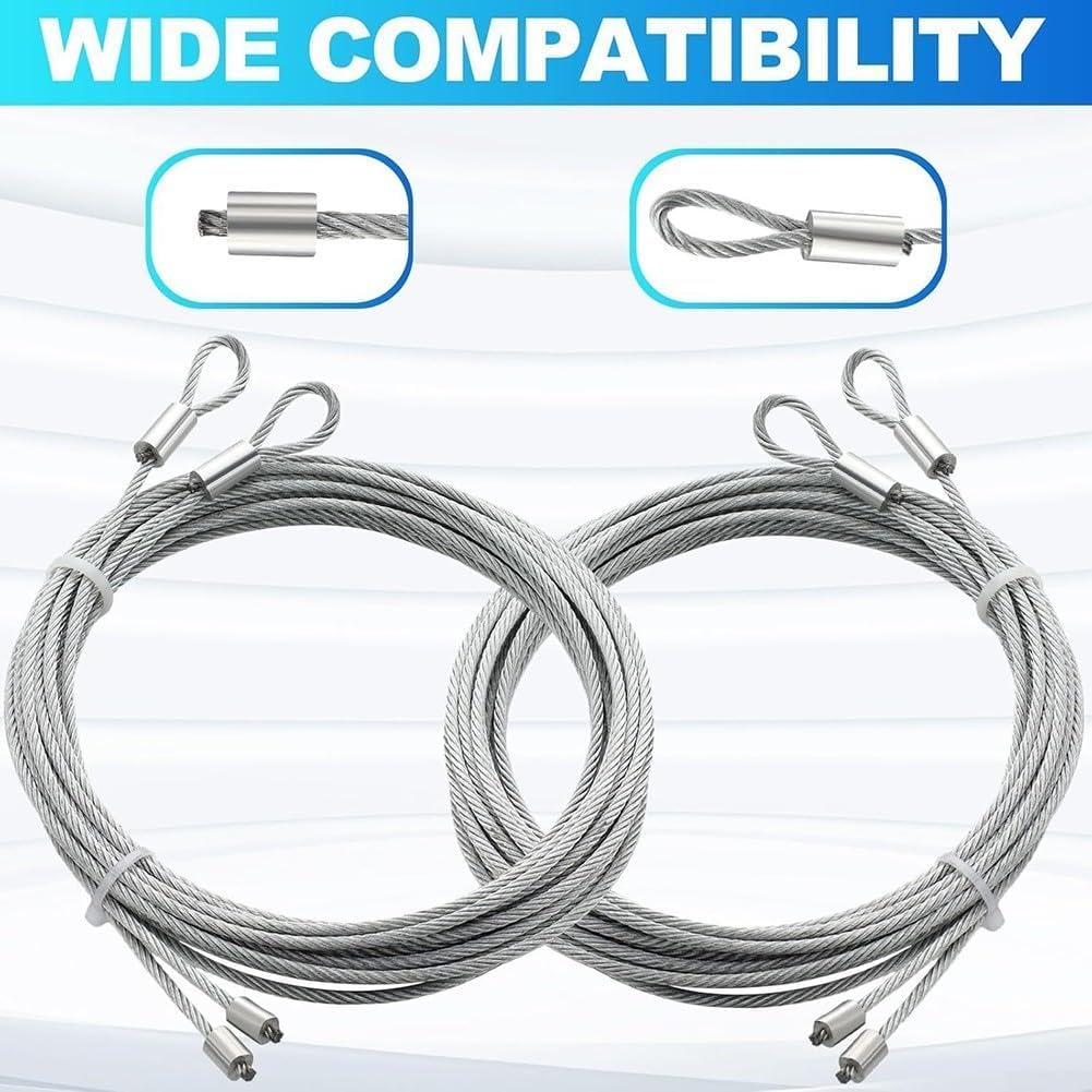 Lot de 2 Câbles de Porte de Garage de 3.2 mm Diamètre 3 m, en Acier Galvanisé