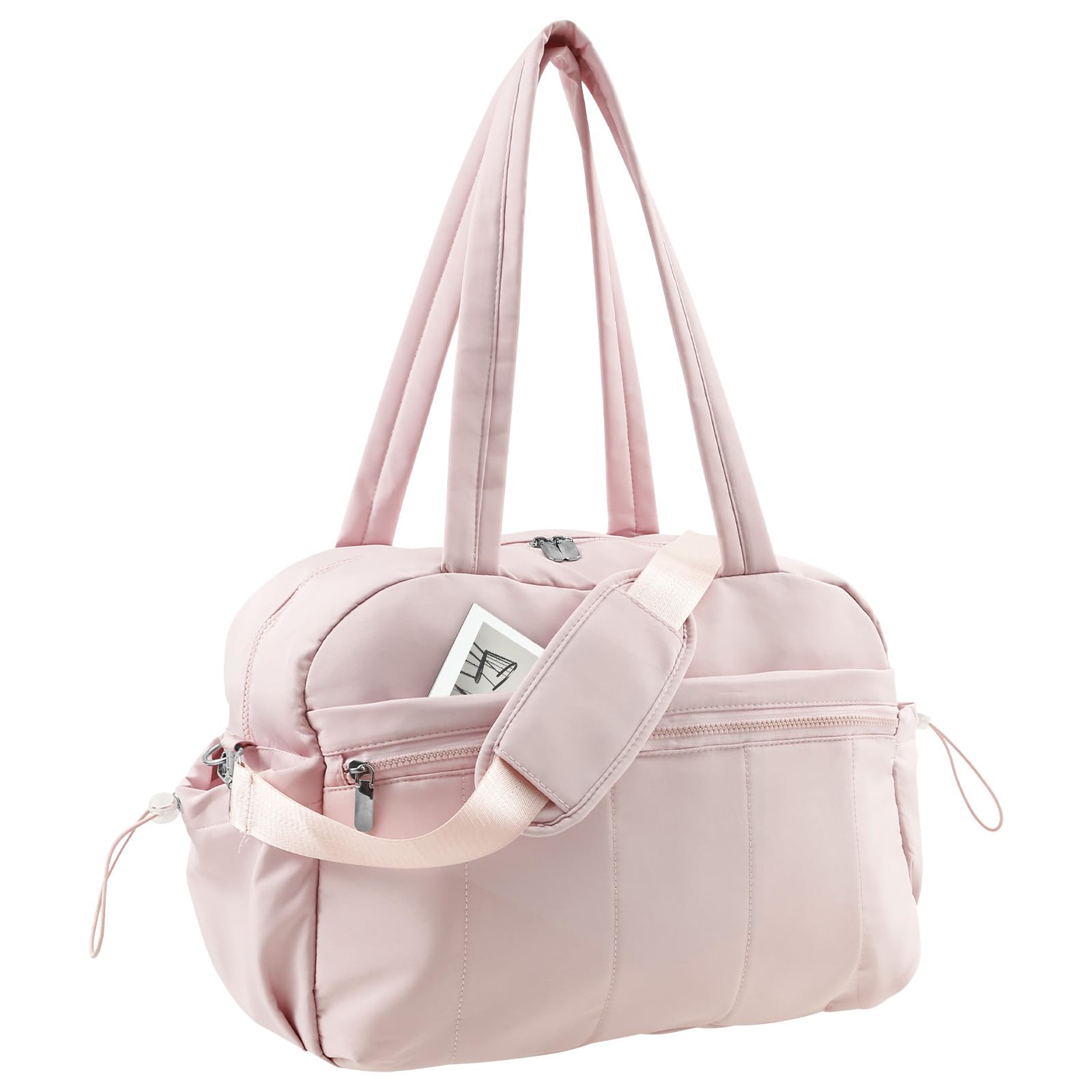 Gym Bag for Women Nylon Workout Bag with Adjustable Strap Women Workout Tote with Wet Dry Compartment for Travel Weekend Outdoor Activity(Pink)