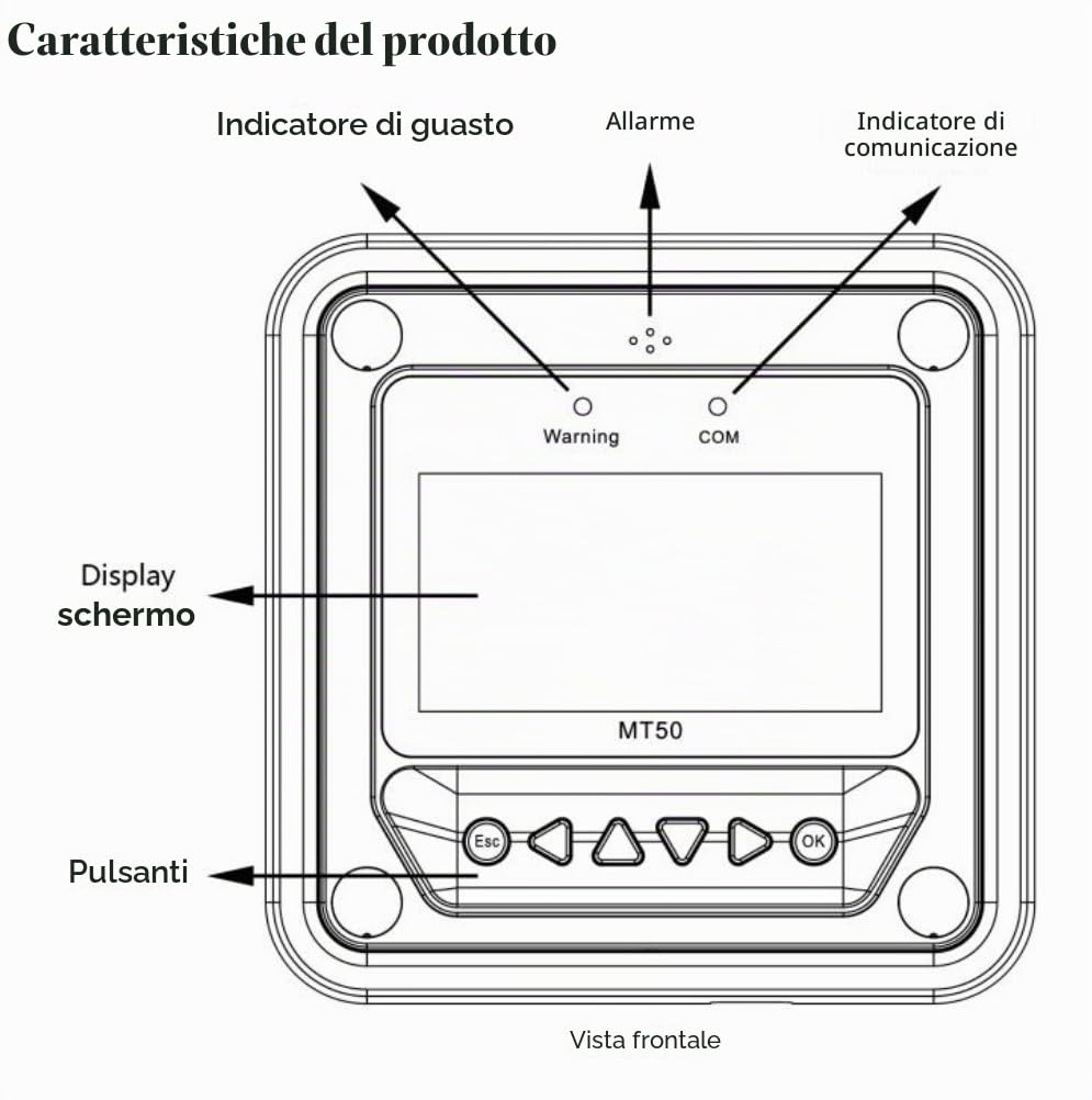 EPEVER MT50 Misuratore remoto con display LCD compatibile con controller solare MPPT come Tracer-BN Tracer-AN LS-B LS-BP VS-BN eTracer iTracer