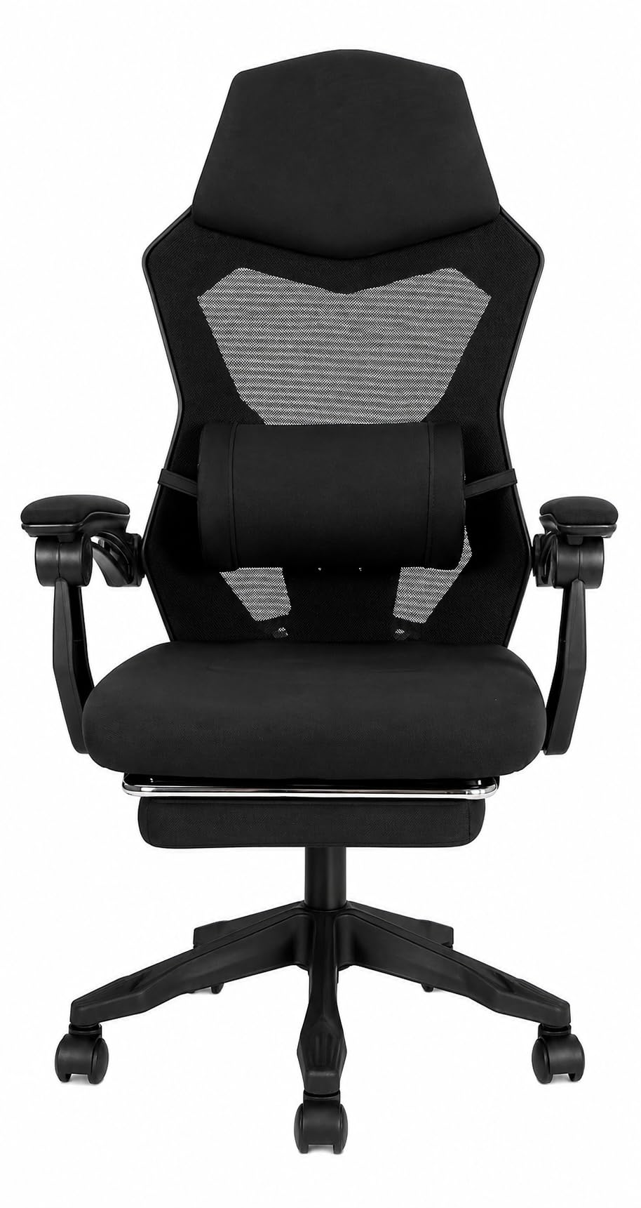 DUPI Silla Gaming Gravity | Ergonómica | Giratorio 360º | Respaldo Lumbar de Malla | Reposacabezas | Reposabrazos | Reposapies | Negro