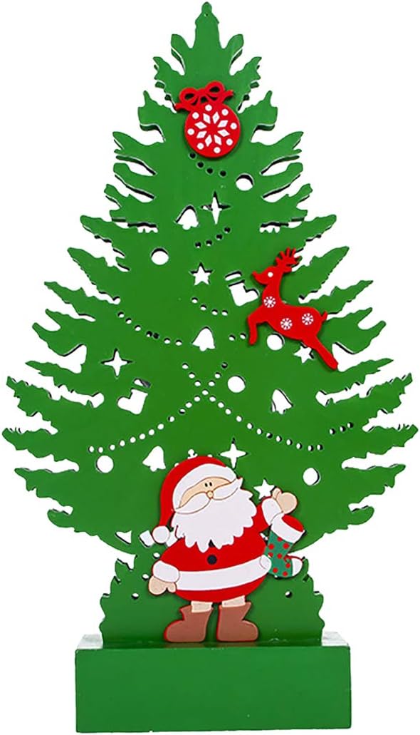 FunPa Christmas Desk Ornament Fashion Cute Xmas Tree Shape LED Desktop Ornament for