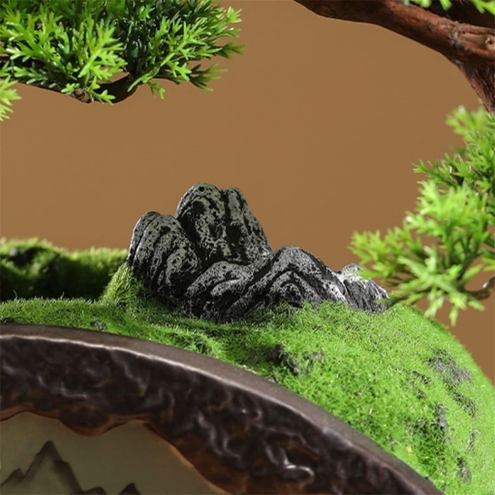 Sztuczne rośliny Sztuczne drzewko bonsai z ceramiczną płytą i podstawą do salonu, biura, na biurko, sztuczne drzewo