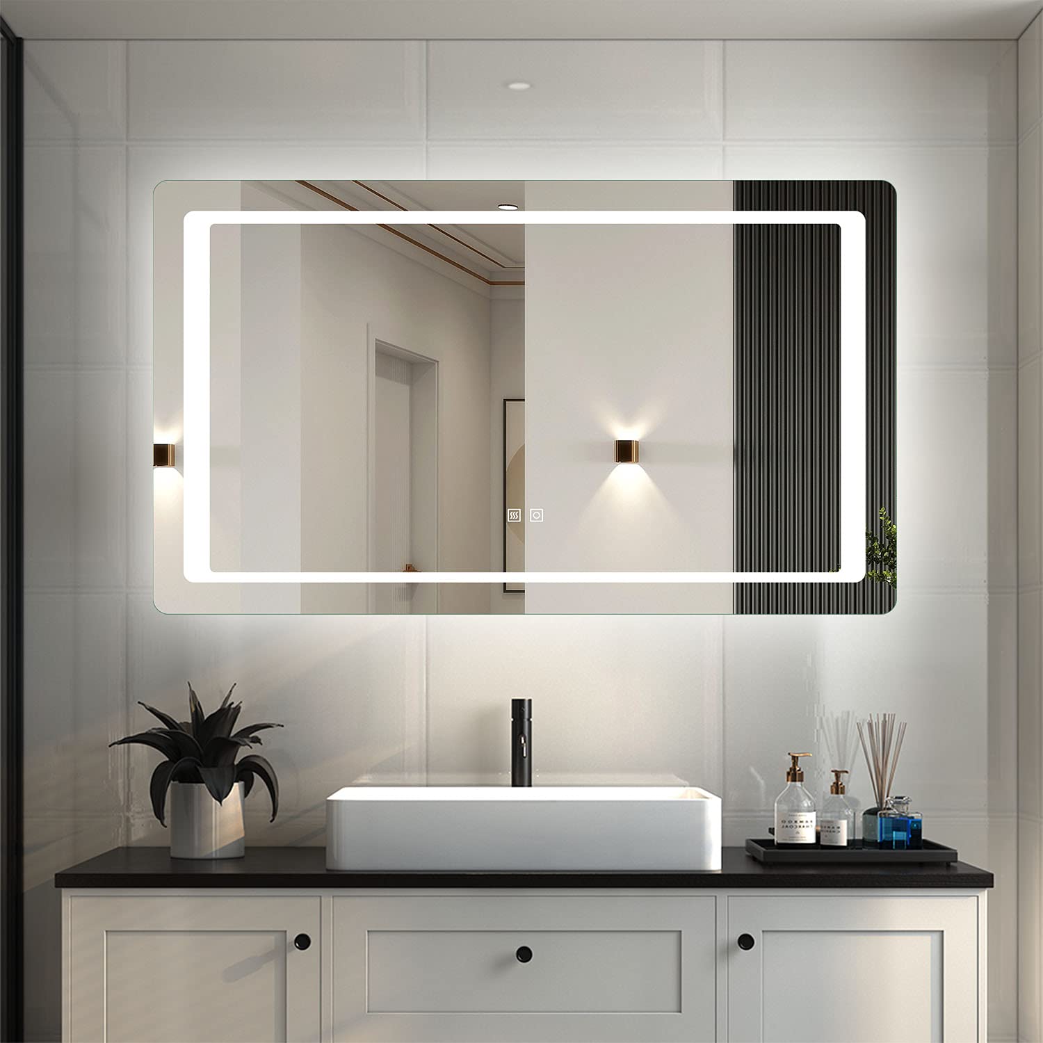 Espejos Baño LED 120x70cm. Espejo de Baño con Interruptor Táctil. Espejo Antivaho IP44