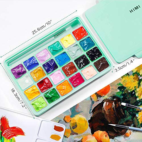 HIMI Gouache-verfset, 24 kleuren x 30ml, uniek ontwerp met minicups, 3 verfborstels in een draagtas, perfect voor… - Image 5