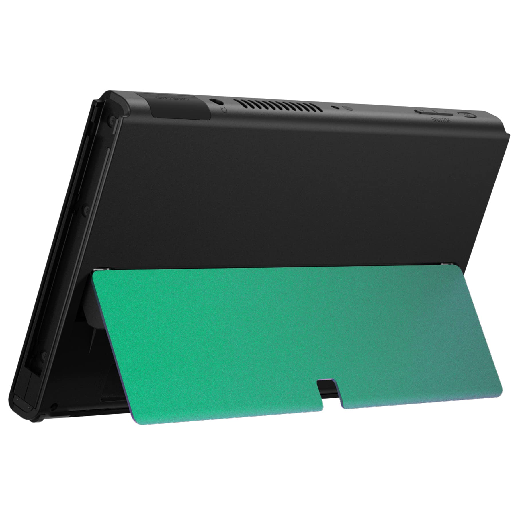 eXtremeRate Béquille de Remplacement en Métal Caméléon Violet Vert pour Nintendo Switch OLED, Support Arrière - Console Non Incluse