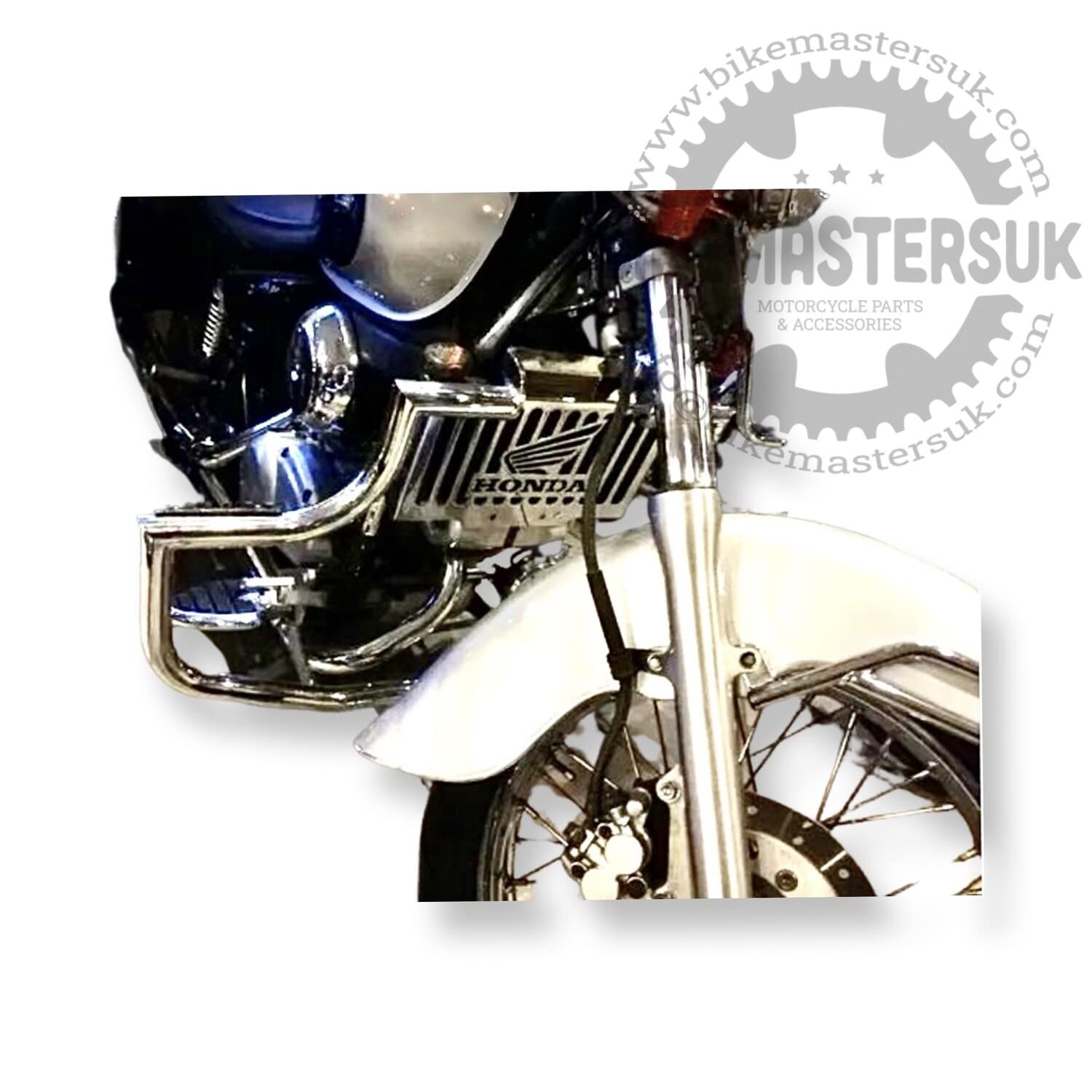 BM UK | VT125 | Motorrad-Schutzbügel aus Edelstahl für Autobahnmotoren, mit integrierten Fußstützen-Heringen – VT 125 Shadow