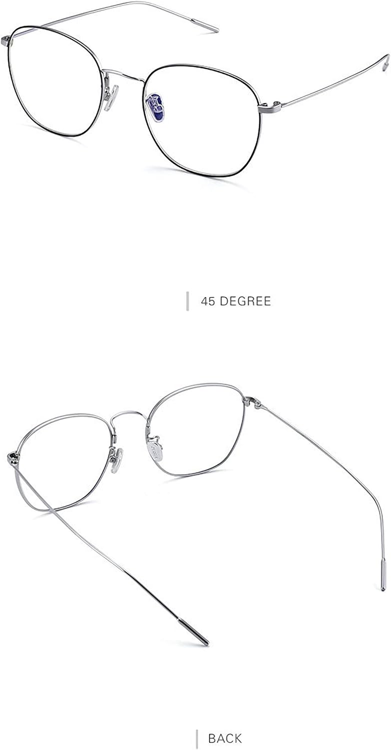 Super Brands Blue Light-Resistant Glasses for Women Men’s Retro Round Lens Eyeglasses ZERSER (Silver)