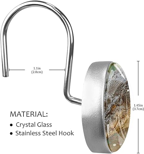 Miniatura 3 de Crocodile Alligator Aniaml ganchos decorativos para cortina de ducha juego de 12 ganchos para cortina de ducha anillos de cortina inoxidables para