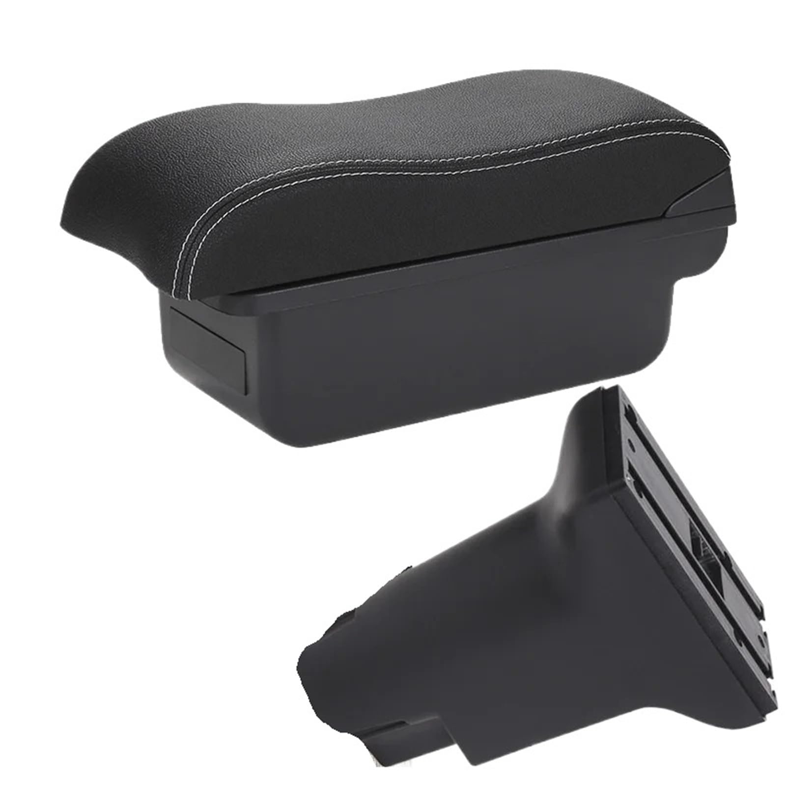 NOKRGQW Car Armrest Box For Fiat 500 2012-2025 Car Armrest Auto Storage Box Dedicated Retrofit Parts Interior Accessories(C3 Black white NOUSB)