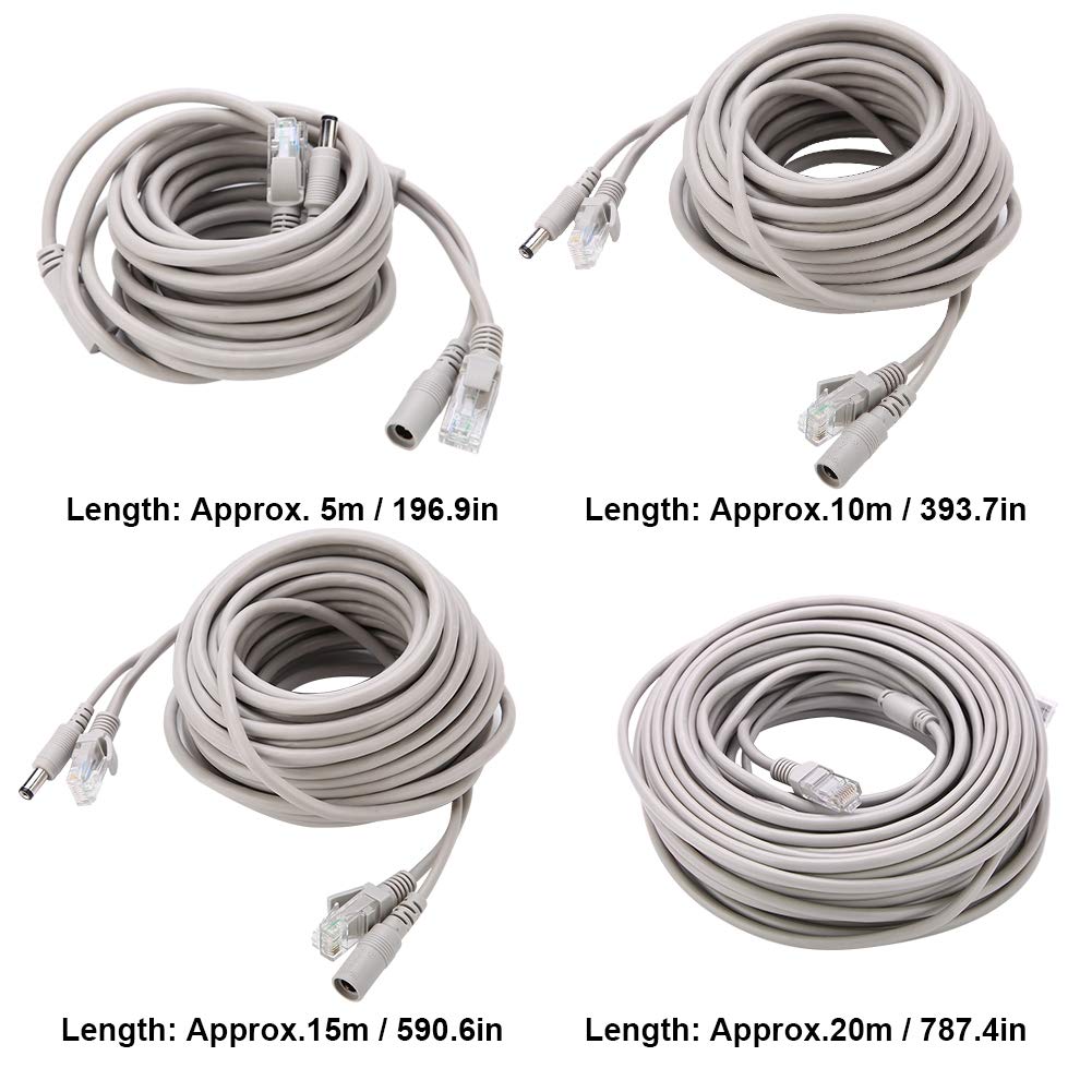 Cavo Ethernet RJ45 DC Ethernet Cavo CCTV Cavo Alimentazione E Dati 10Mbps 100Mbps Per Telecamere IP Sistema NVR(15m-bianco)