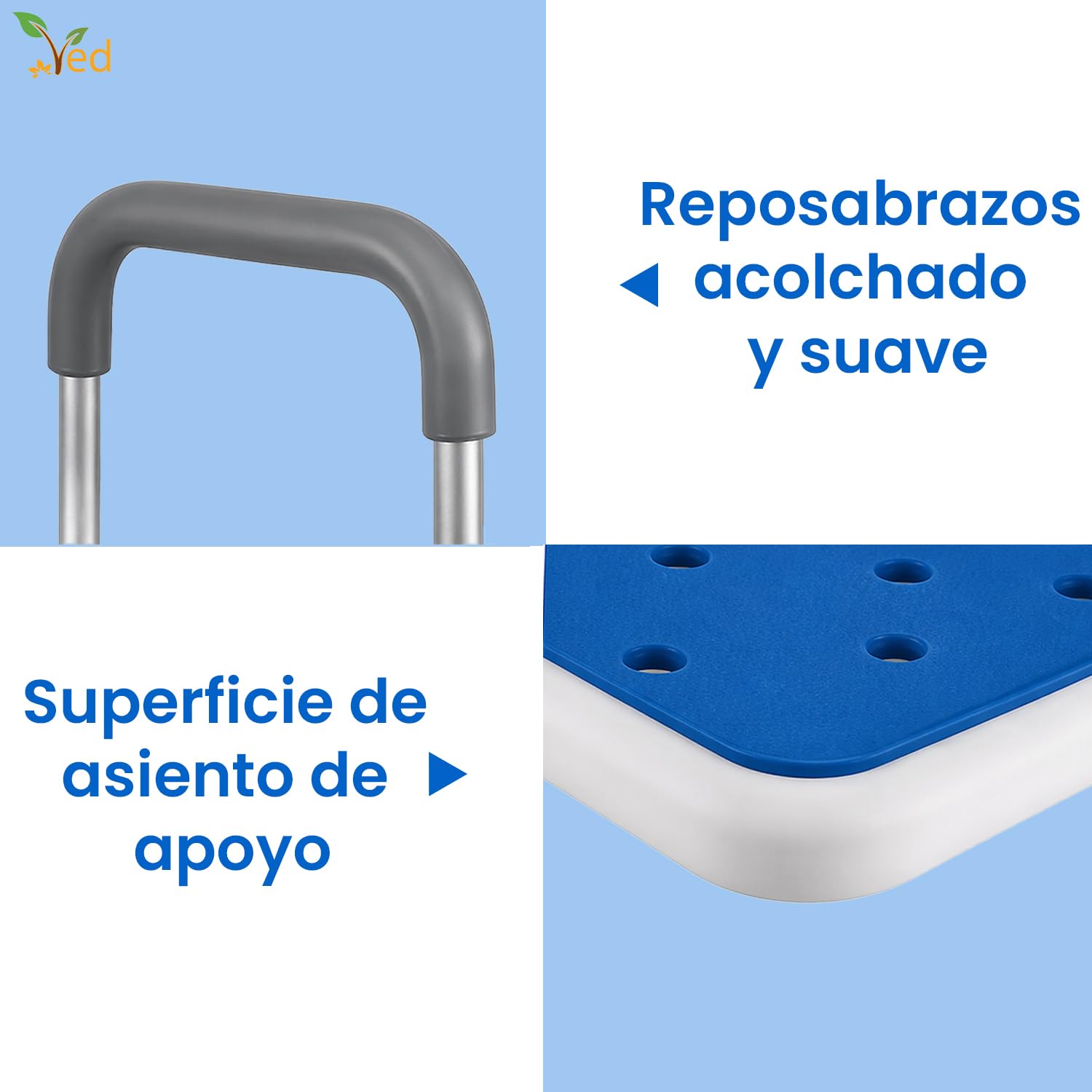 Silla de Baño para Ancianos y Personas con Discapacidad, Taburete de Ducha Antideslizante, Resistente y Cómodo, Ideal para Mayor Seguridad en el Baño