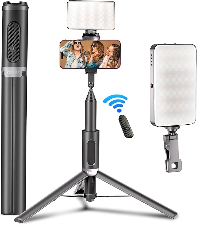 Professional Selfie Stick Tripod with Remote, PEYOU Integrated Design