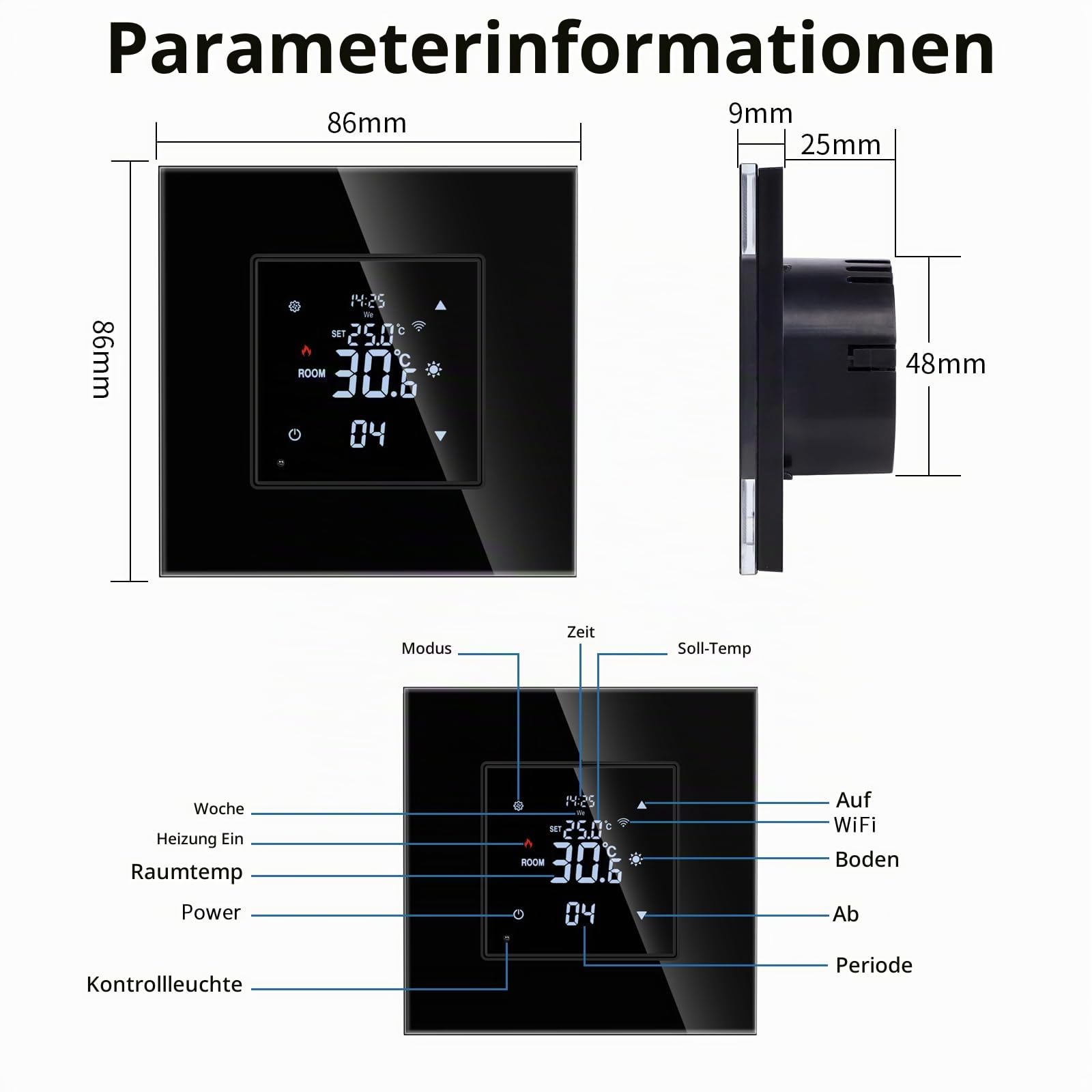 JIMEIDA Smart Thermostat WiFi 16A, kompatibel mit Alexa & Google Home