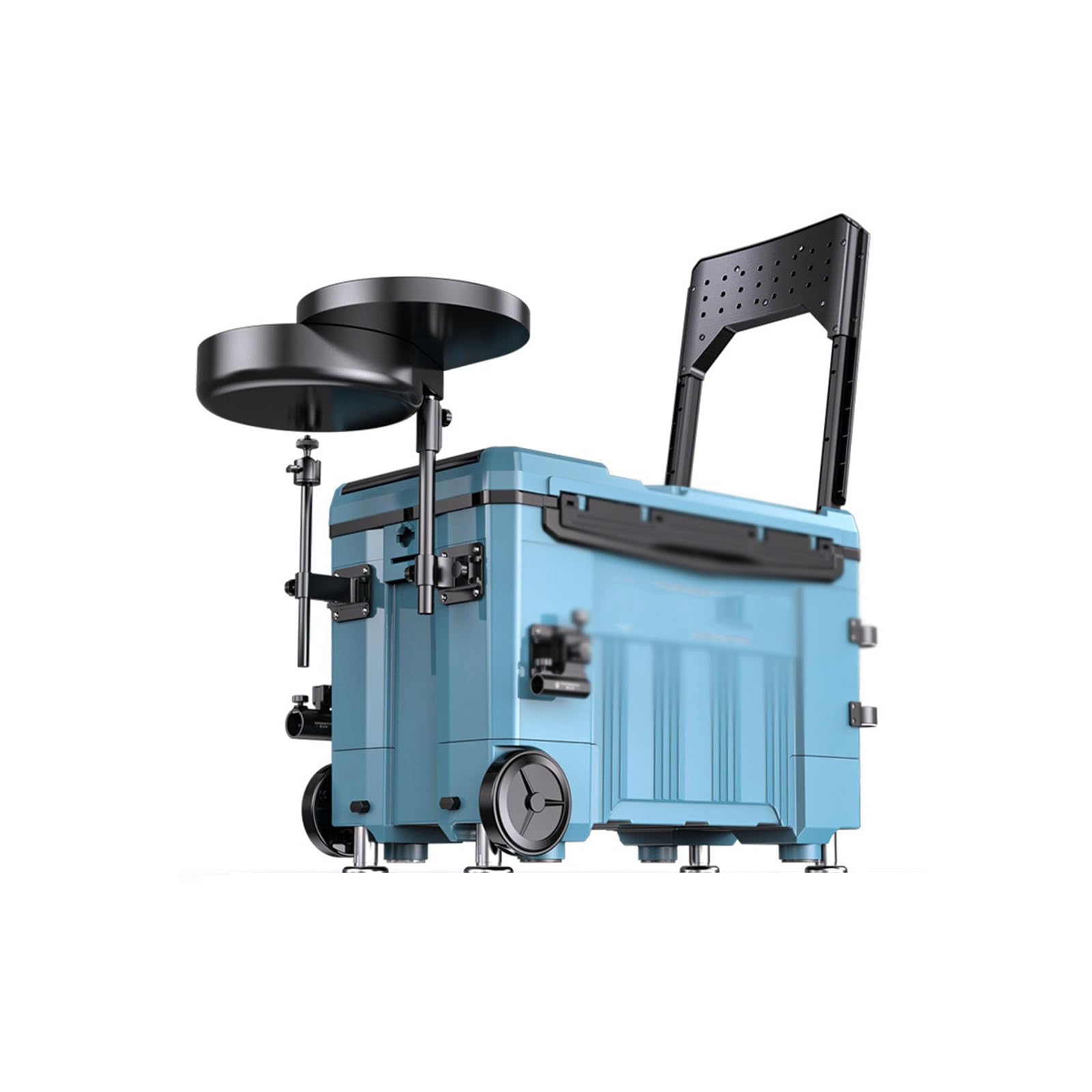 VducK Trolley Fishing Box with Wheels, Portable Fishing Bucket, Fishing Gear with Hidden Backrest, Can Sit 40L Large Capacity
