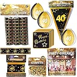 Geschenkeparadies 24 59 Teile zum 40. Geburtstag Deko Set Schwarz/Gold Dekoration