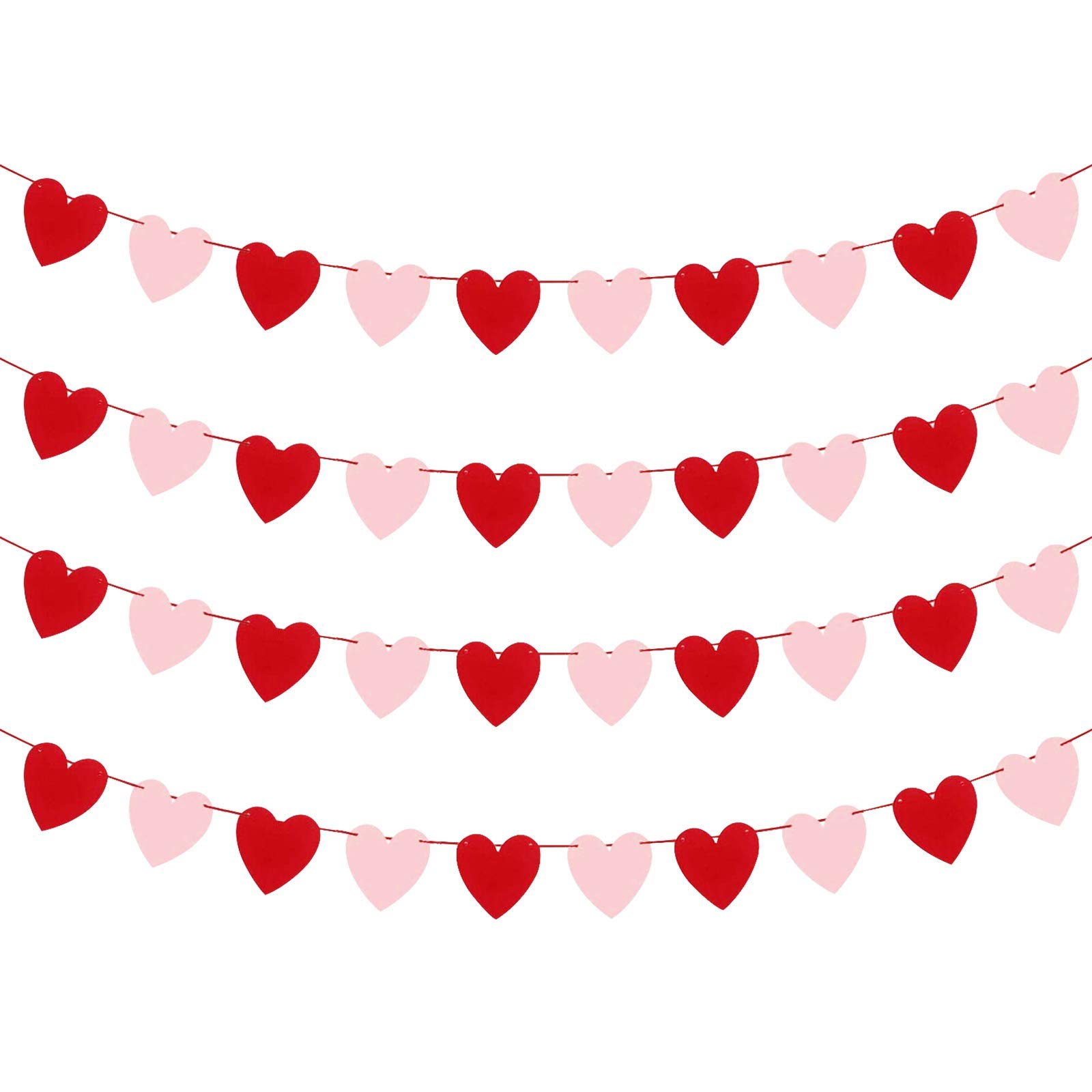 Festiko®Valentines Day Decoration-Valentine's Day Decor Heart Banner Pink&Red Pack of 40 NO Valentine's Day Heart Garland for Valentines Day Anniversary Wedding Party Supplies