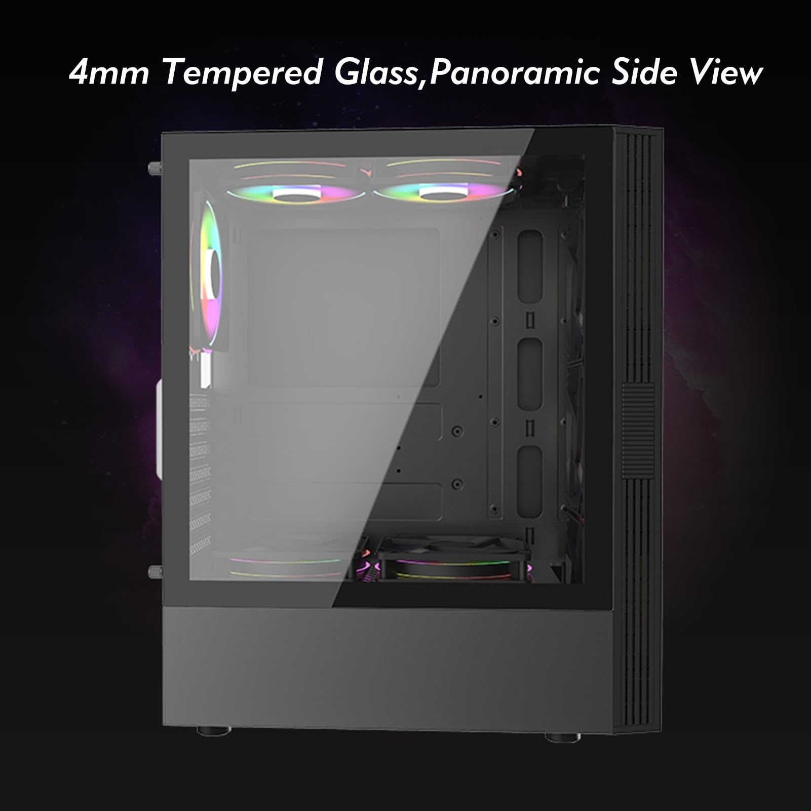 Obudowa komputera, obudowa do gier ATX, wyposażona w listwę świetlną RGB, obudowa Mid-Tower ATX M-ATX ITX, wentylator 6x120mm, panel boczny ze szkła hartowanego