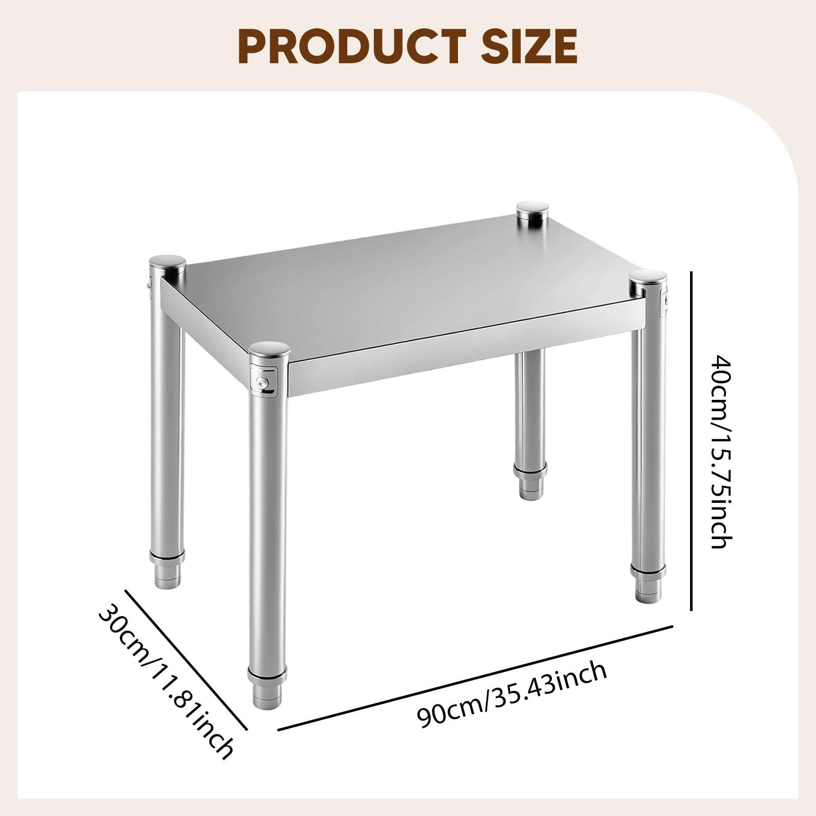 Estante para horno microondas, estante de almacenamiento de alimentos, de acero inoxidable, multiusos, organizador de mostrador para almacén y tienda (90 x 30 x 40 cm)