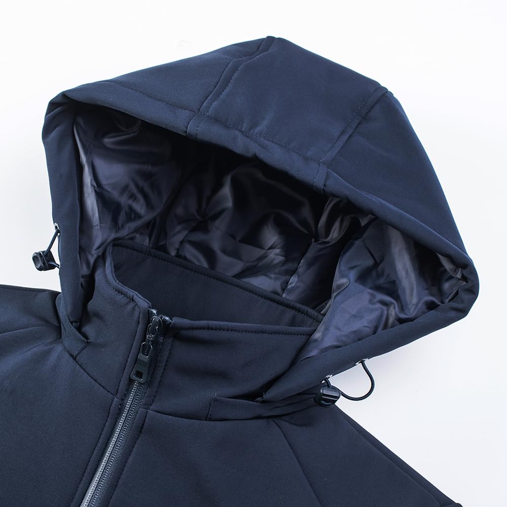 TONY BACKER Giacca Uomo Invernale Softshell Impermeabile Antivento con Cappuccio Staccabile, Giubbotto Cappotto Casual Trekking 3510