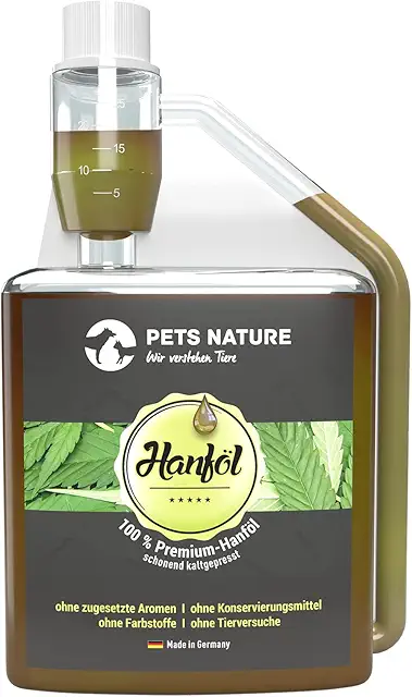 Pets Nature Hanföl für Hunde - Premium Hanf-Öl mit Omega-3 & 6, 500 ml