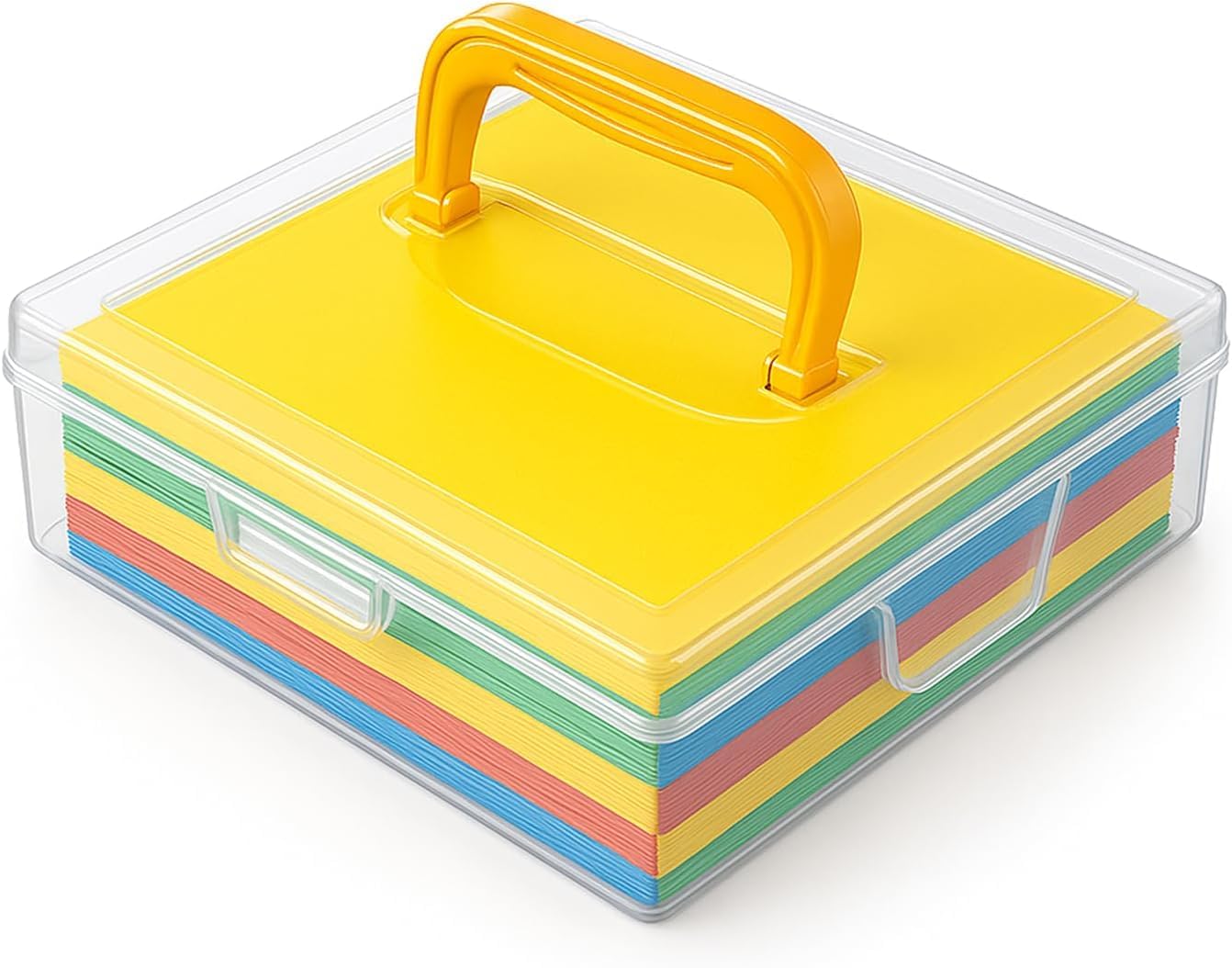 JapanBargain, Japanese Origami Paper Storage Box, Fits 6-inch Folding Paper up to 400 Sheets, Clear Plastic Craft Organizer for Cardstock, Stamps, Sewing Kit Tools, Made in Japan