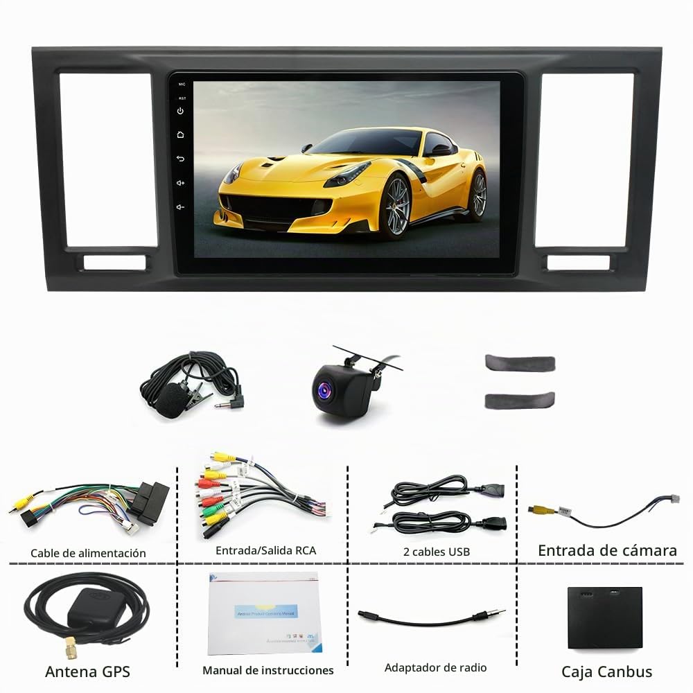 4+64G Android 14 Autoradio Navi Compatible con VW T6 Transporter Multivan 2016-2022 con Carplay Android Auto Pantalla táctil de 9 pulgadas Reproductor de radio Navegación GPS Unidad principal con WLAN