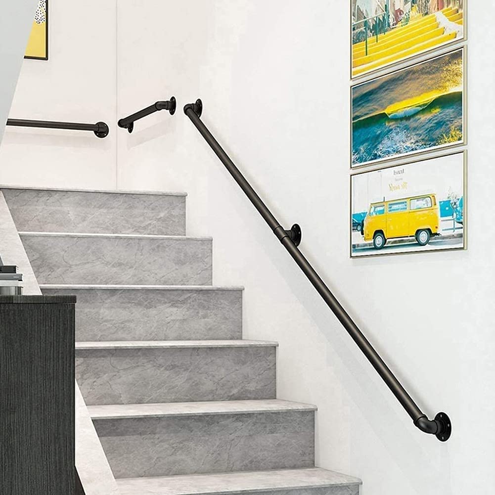 Cartel de seguridad de metal negro para escaleras, 120 cm, resistente a la corrosión, para interiores y exteriores, hierro forjado para escaleras, bares, escaleras.