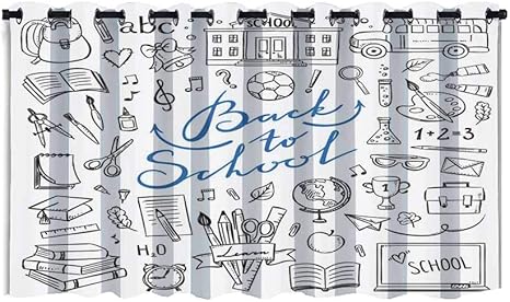 Amazon 小さな窓カフェキッチンカーテン 1 枚 約幅135x丈45cm 学校生活に戻る手描きアイコン学校の生活のためのベクターイラスト カーテン オンライン通販 Amazon 小さな窓カフェキッチンカーテン 1 枚 約幅135x丈45cm 学校生活に戻る手描きアイコン学校の生活のためのベクターイラスト カーテン オンライン通販