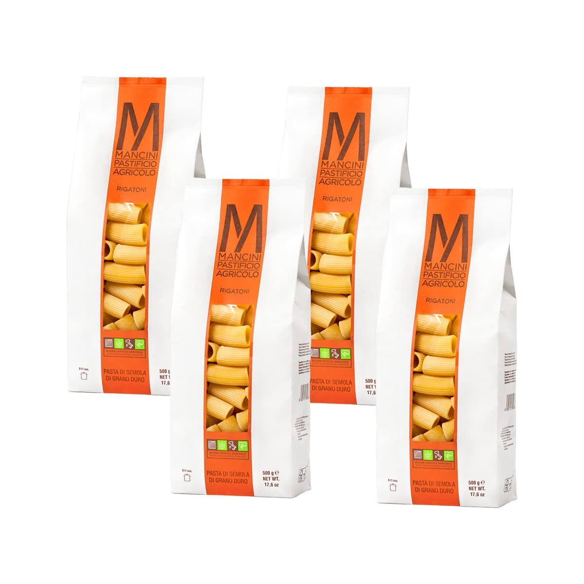 Mancini Pastificio Agricolo - Rigatoni 2 kg (4 paquetes de 500 gr)