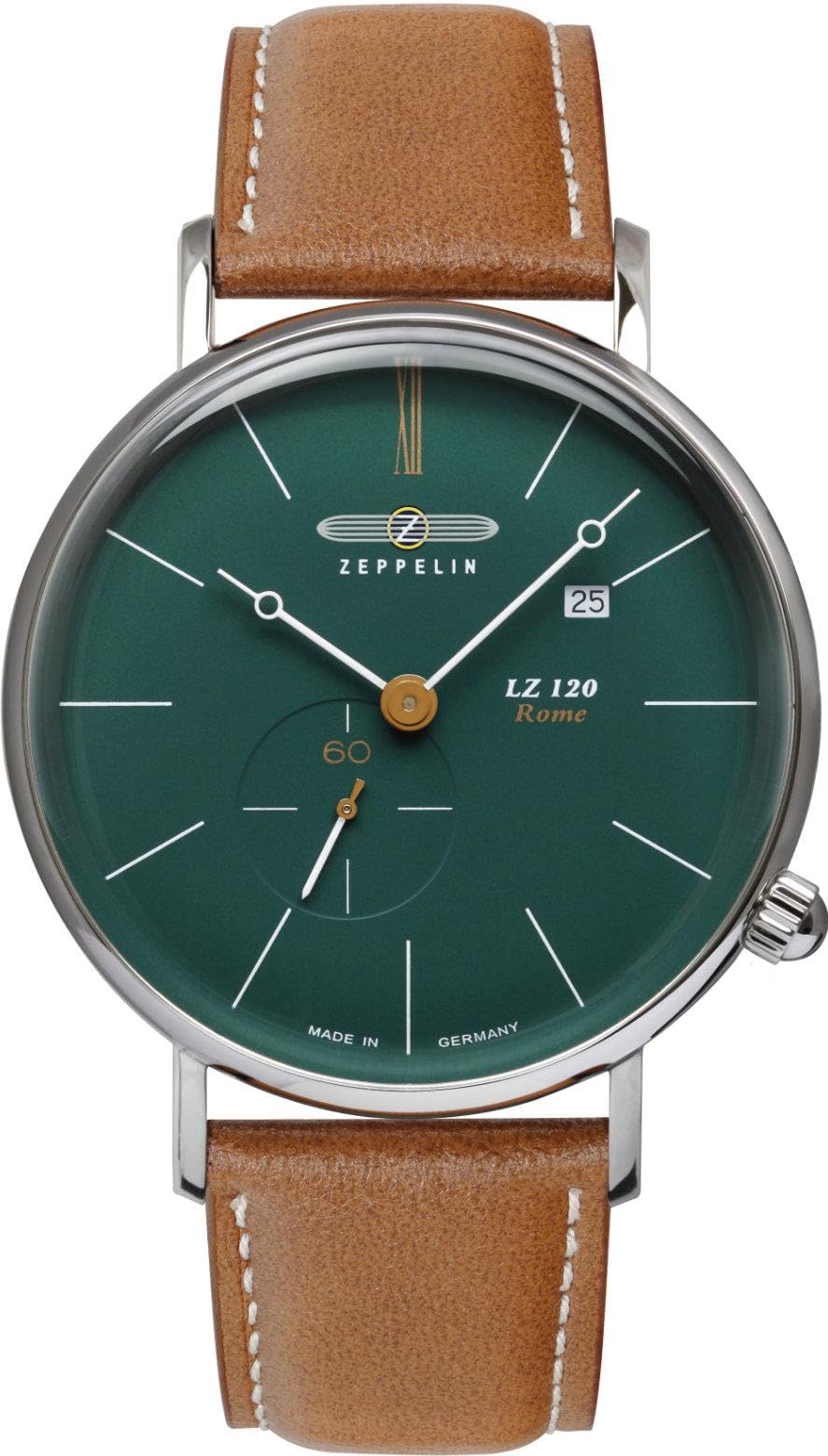 Zeppelin Leather Lz 120 Rome Date|Small Seconds Analog Dial Color Green Mens Watch - 71383, Band Color:Brown (B0C4BCWWXQ) Amazon Price History, Amazon Price Tracker