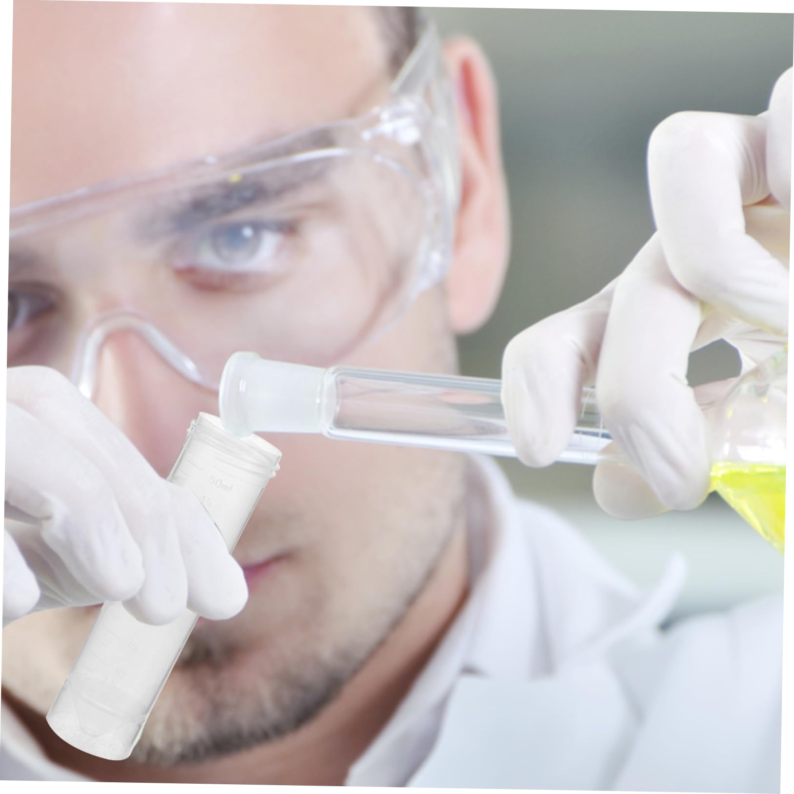CHILDWEET Provette da Centrifuga da Laboratorio 50ml in Pp con Tappo a Vite 50 Pezzi Fondo Piatto Resistenti e Facili da Trasportare per Analisi Scientifiche
