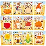 Aowplc 48 Sheets Fall Make a Face Stickers, 12 Designs Fun Fall Crafts for Kids, Autumn Festival Party Favors, Classroom Activities & Games